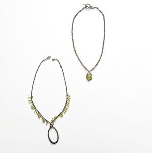 SET Boho Green & Bronze Layering Necklaces